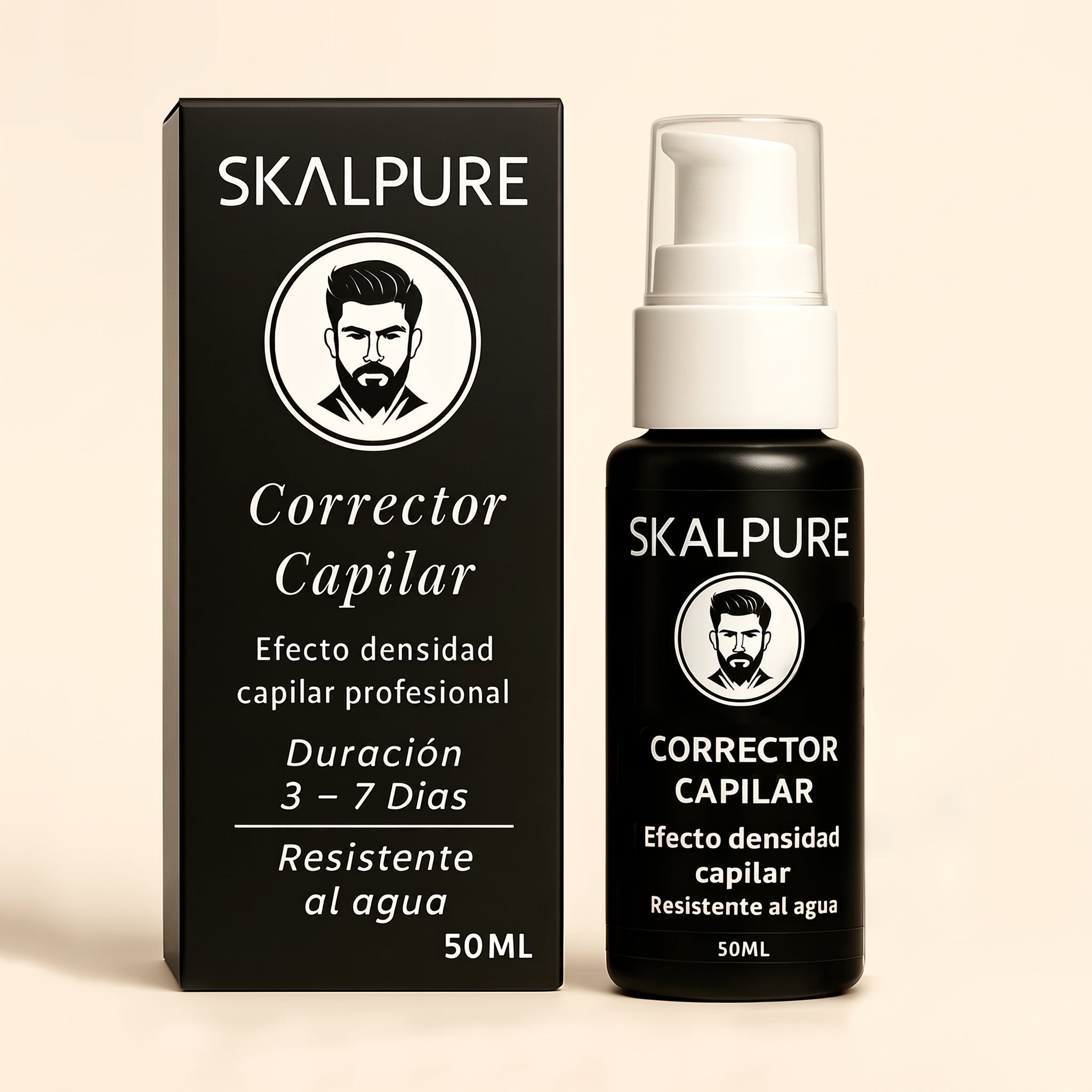 SKALPURE Corrector Capilar 50ml - Bote y caja sobre fondo neutro